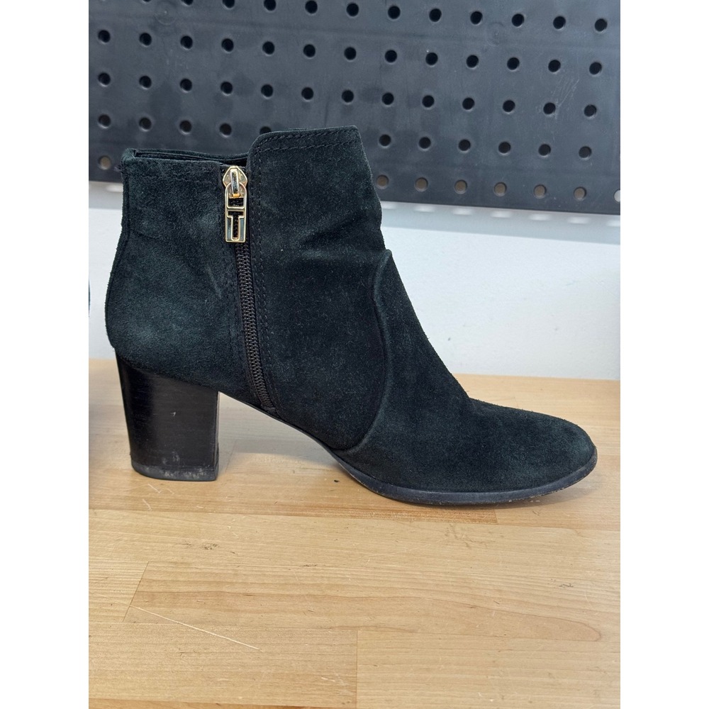 Tory Burch Black Suede Leather Block Heel Ankle Booties Boots Women's Size 7.5M‎ - Picture 8 of 11